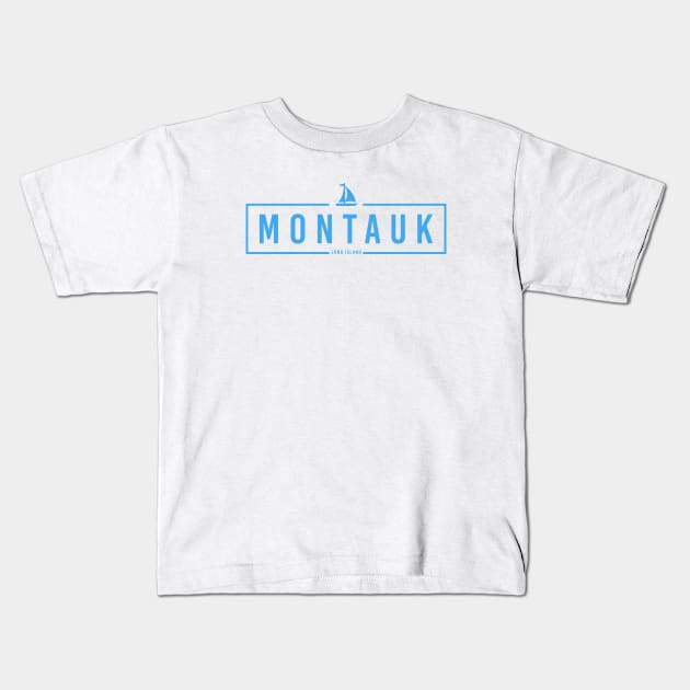 Hipster Montauk with Sailboat Kids T-Shirt by RachelLaBianca